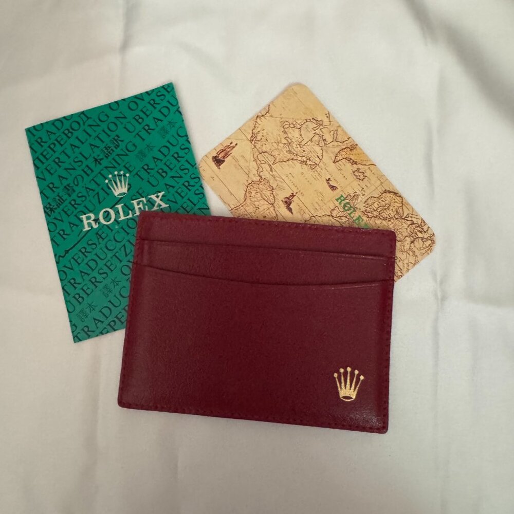 Rolex Maroon Card Holder with Gold Emblem